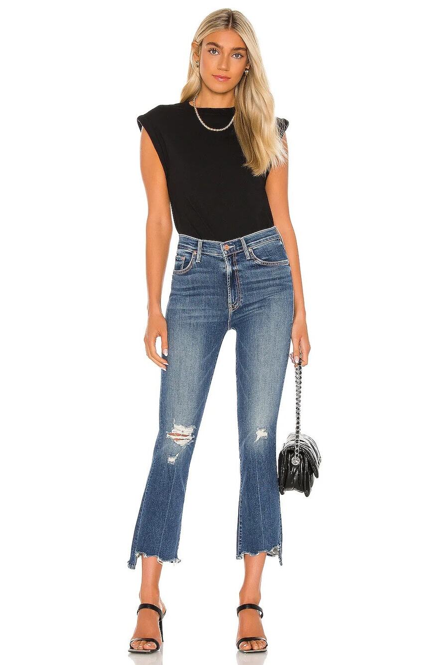 Mother The Insider Crop Distressed Frayed Hem Jeans Streetwear Y2K Preppy 25